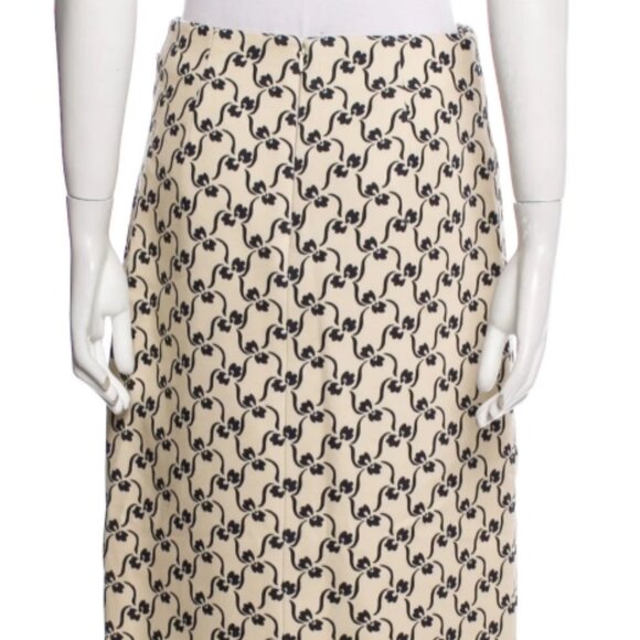 Tory Burch Twill Crepe Wrap Midi Skirt with Navy Stencil Floral S $498 - Picture 7 of 10